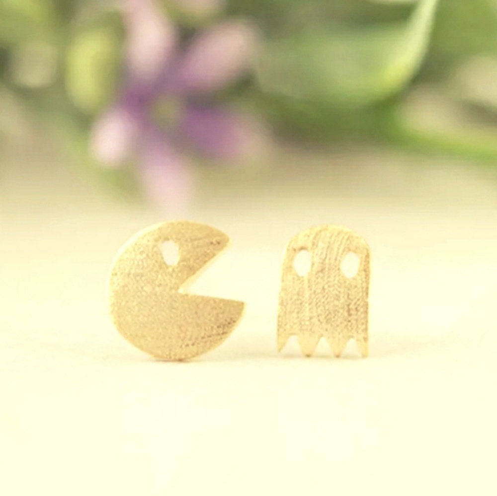 Golden Stainless Steel Pac Man Studs
